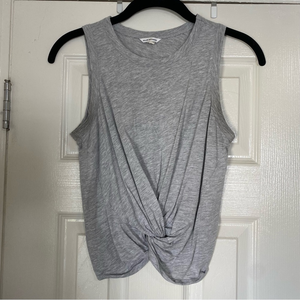 Club Monaco Twist Hem Heather Gray Tank Top